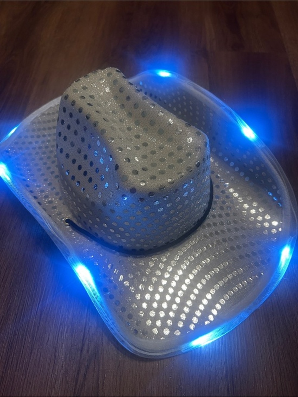 Glitter Dot Silver Light Up Cowboy Hat